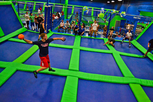 dodgeball play area in trampoline park